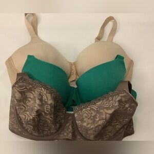 Vanity Fair & Soma Lace Trimmed Bra Set - Cream, Green, Brown